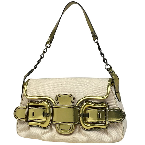 FENDI Zucca Shoulder Bag Canvas Ivory White - Picture 1 of 6